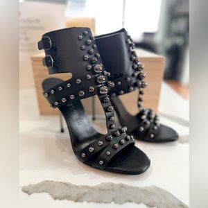 Pedro Garcia Black heels. Size 38.5 Muriel Sandal with Chrome Ball Stud detail.